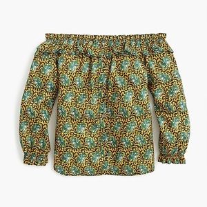 J. Crew Off the Shoulder Ratti Elephant Print Top